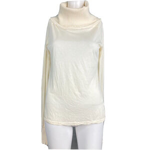 Conspiracy 8 Sweater Womens Sz L Ivory Turtleneck Pima Cotton Modal Designer Top